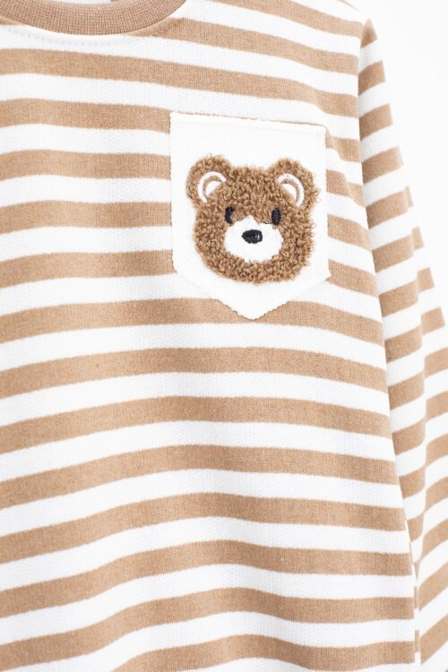 Kahverengi Erkek Çocuk Şardonlu Ayıcık Nakışlı 2li Takım 22702