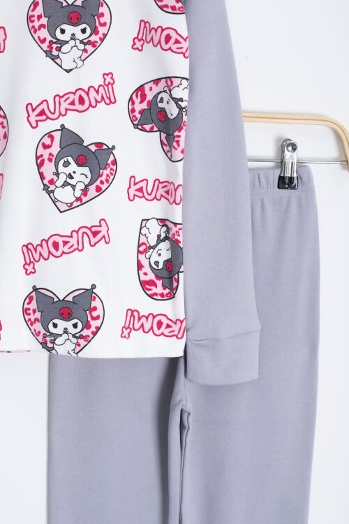 Kalpli Yazı Desenli Kız Çocuk Pijama Takımı 22766