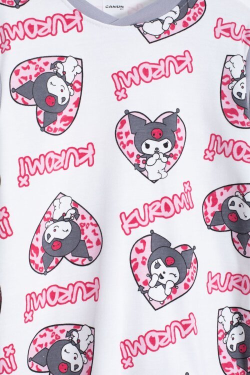 Kalpli Yazı Desenli Kız Çocuk Pijama Takımı 22766