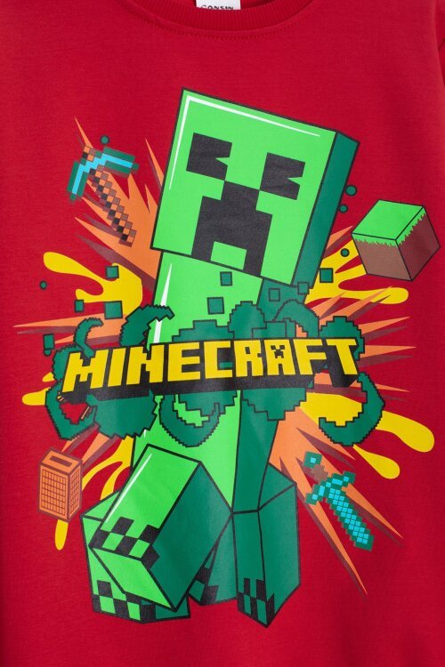 Kırmızı Erkek Çocuk Karakter Baskılı Bisiklet Yaka Eşofman Takımı 23268