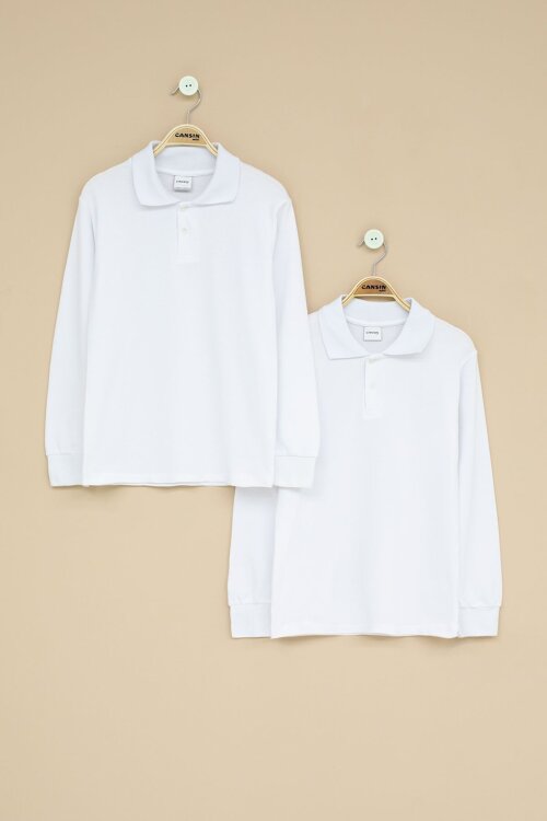 Kız Çocuk Polo Yaka Uzun Kollu 2li Okul Tişörtü 22715