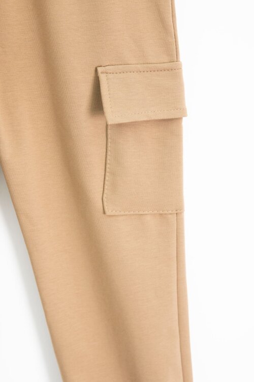 Krem Beli Lastikli Basic Kargo Cepli Erkek Çocuk Okul Eşofman Altı 19127