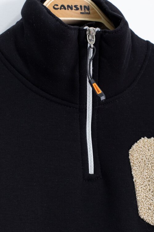 Krem Kadife Pantolonlu Fermuarlı Yaka Şardonlu Erkek Çocuk Takım 23242