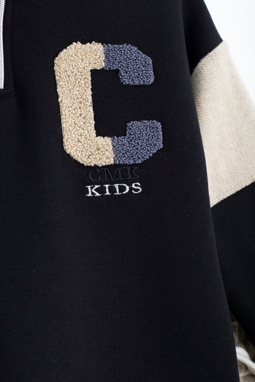 Krem Kadife Pantolonlu Fermuarlı Yaka Şardonlu Erkek Çocuk Takım 23242