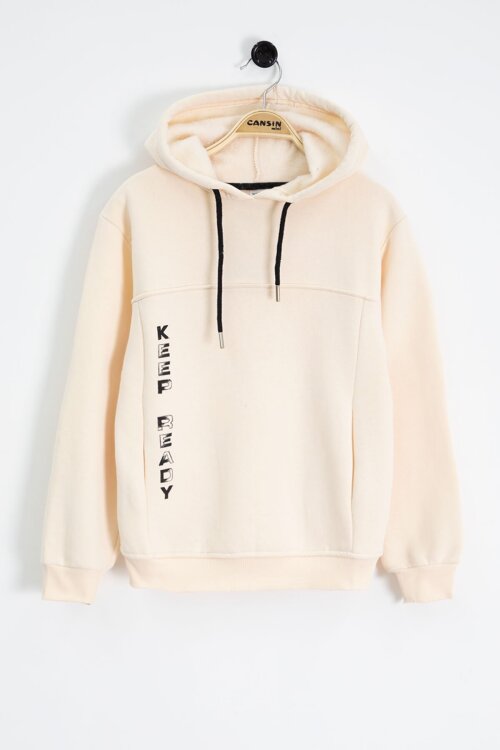 Krem Keep Ready Polarlı Erkek Çocuk Kapüşonlu Sweatshirt 22718