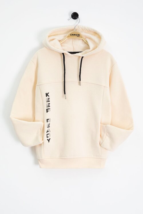 Krem Keep Ready Polarlı Erkek Çocuk Kapüşonlu Sweatshirt 22718