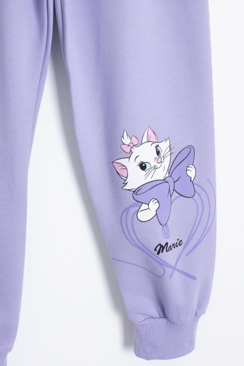 Lila Sevimli Kedi Baskılı Kız Çocuk Eşofman Takımı 22760