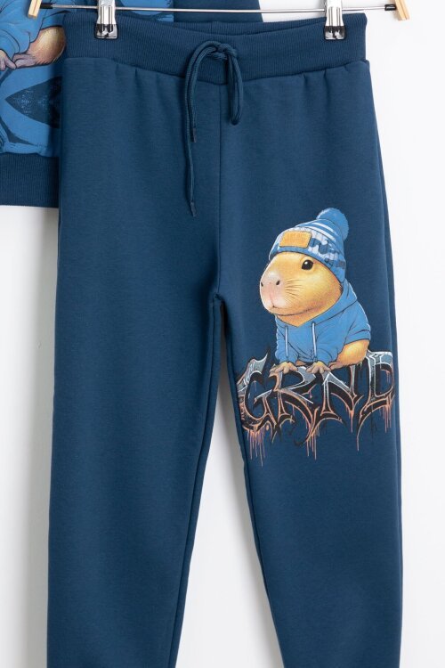 Mavi Cool Fare Baskılı Şardonlu Erkek Çocuk Eşofman Takımı 23300