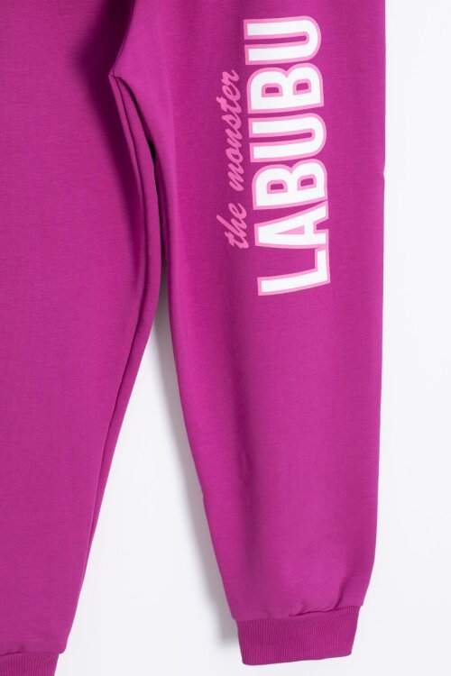 Mor Karakter Baskılı Bisiklet Yaka Kız Eşofman Takımı 23279