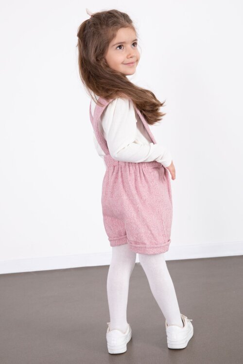 Pembe Kız Çocuk Melanj Krem Badili Salopet Takım  22692