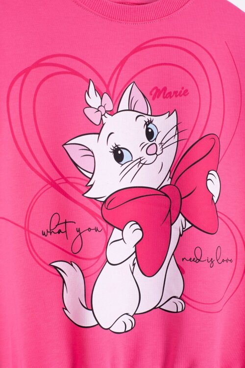 Pembe Sevimli Kedi Baskılı Kız Çocuk Eşofman Takımı 22759