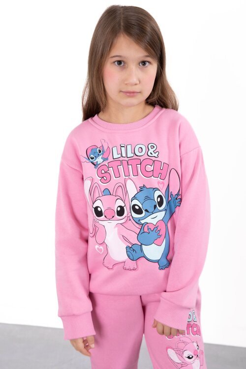 Pembe Sevimli Simli Karakter Baskı Şardonlu Kız Çocuk Eşofman Takım 23294