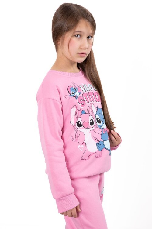 Pembe Sevimli Simli Karakter Baskı Şardonlu Kız Çocuk Eşofman Takım 23294