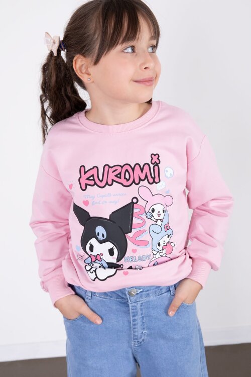 Pembe Simli Baskılı Badili Jean Pantolonlu Kız Çocuk 2li Takım 22756