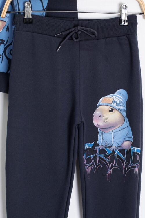 Antrasit Cool Fare Baskılı Şardonlu Erkek Çocuk Eşofman Takımı 23292