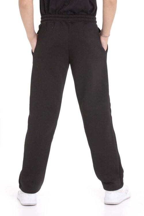 Siyah Erkek Çocuk Çima Detaylı Şardonlu Eşofman Altı 21469