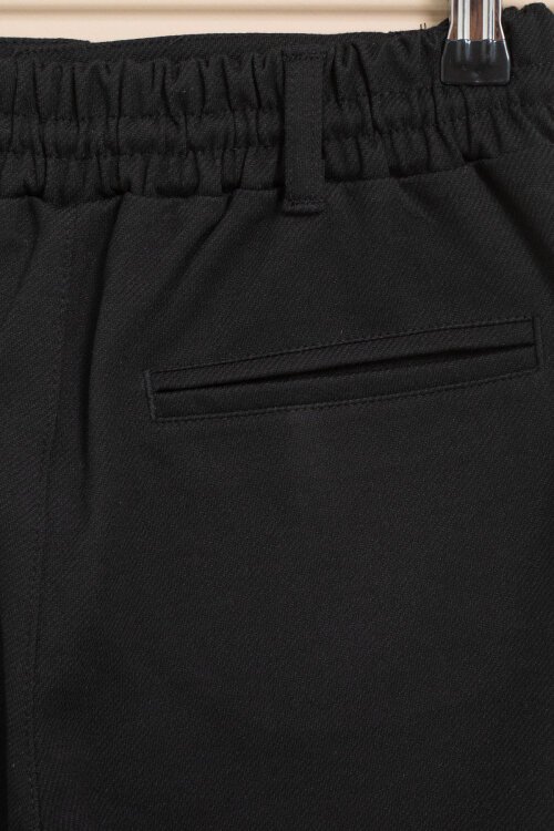 Siyah Erkek Çocuk Duble Paça Beli Lastikli Basic Kumaş Pantolon 21420