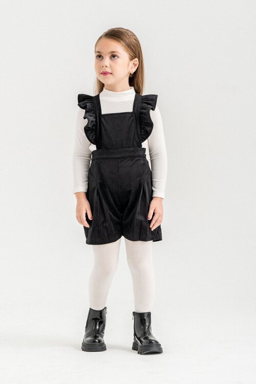 Siyah Kız Çocuk Kadife Fitilli Salopet 22687