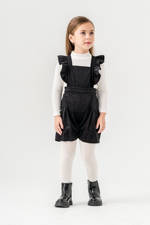 Siyah Kız Çocuk Kadife Fitilli Salopet 22687