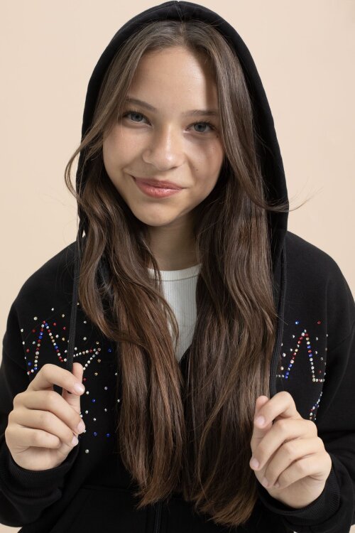 Siyah Kız Çocuk Şardonlu Boncuk İşlemeli 2li Takım 21414