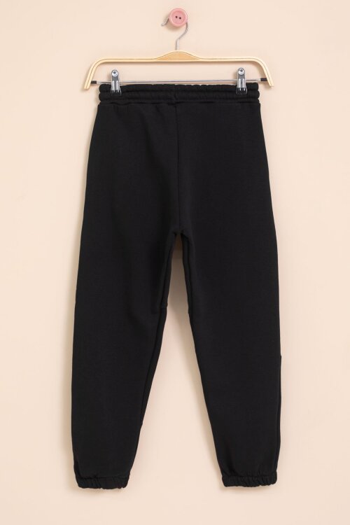 Siyah Şerit Detaylı Yazı Baskılı Beli Lastikli Erkek Çocuk Eşofman Altı 21457