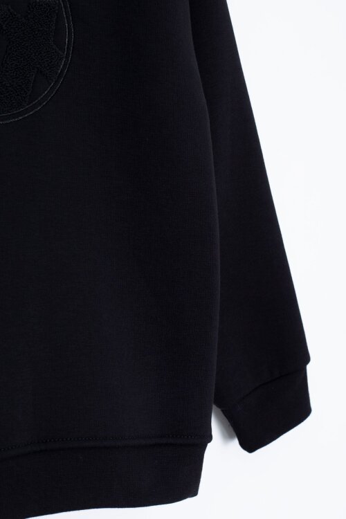 Siyah Yazı Nakışlı Bisiklet Yaka Erkek Çocuk Şardonlu Sweatshirt 23245