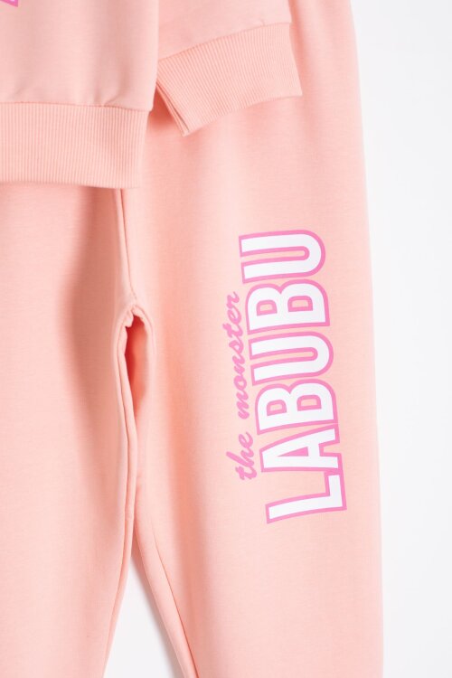 Somon Karakter Baskılı Bisiklet Yaka Kız Eşofman Takımı 23278