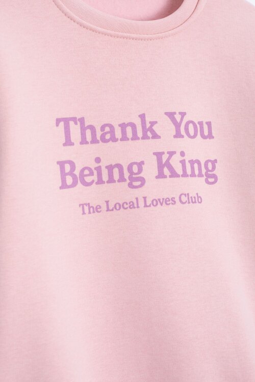 Somon Yazı Baskılı Bisiklet Yaka Kız Çocuk Şardonlu Sweatshirt 23258