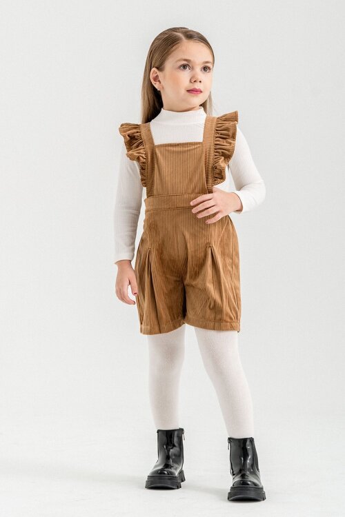 Taba Kız Çocuk Kadife Fitilli Salopet 22691