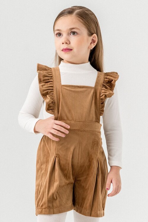 Taba Kız Çocuk Kadife Fitilli Salopet 22691