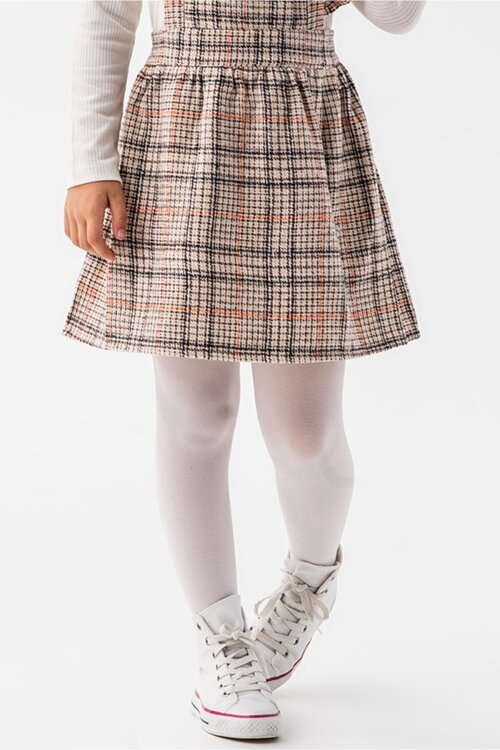 Turuncu Kız Çocuk Ekose Desenli Salopet Takım 22682