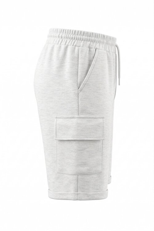 Açık Gri Tek Kargo Cepli Erkek Çocuk Düz Şort 21119