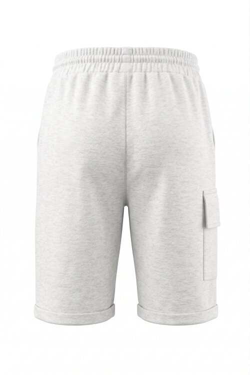 Açık Gri Tek Kargo Cepli Erkek Çocuk Düz Şort 21119