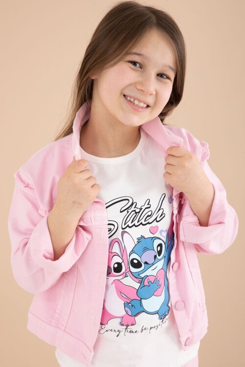 Açık Pembe Sevimli Karakter Baskılı Ceketli ve Pantolonlu 3lü Kız Çocuk Takım 23588