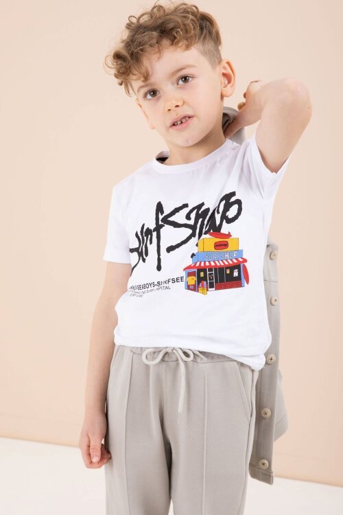 Bej Arma Detaylı Gömlekli Duble Paça Pantolonlu Erkek Çocuk 3lü Takım 23622