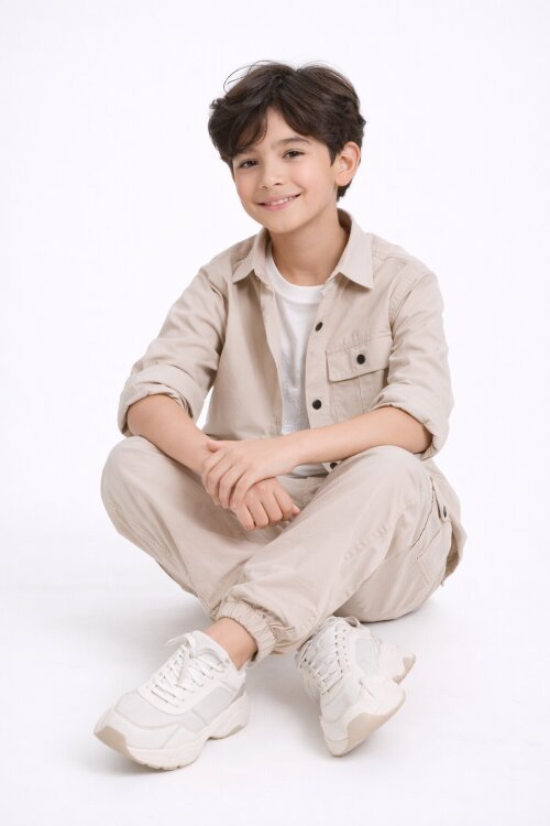 Bej Erkek Çocuk Baskılı Tişörtlü 3lü Takım 20331