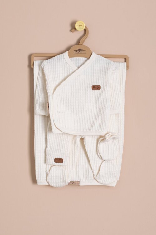 Bej Petekli  7li  Bebek Hastane Çıkışı Seti Unisex 23335