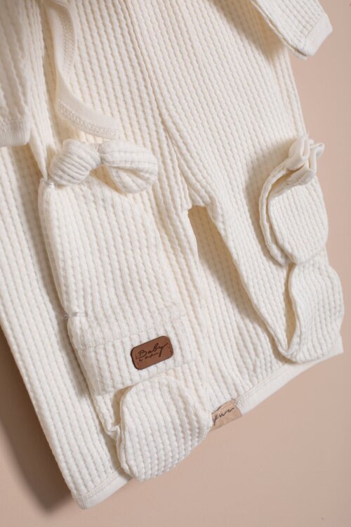 Bej Petekli  7li  Bebek Hastane Çıkışı Seti Unisex 23335