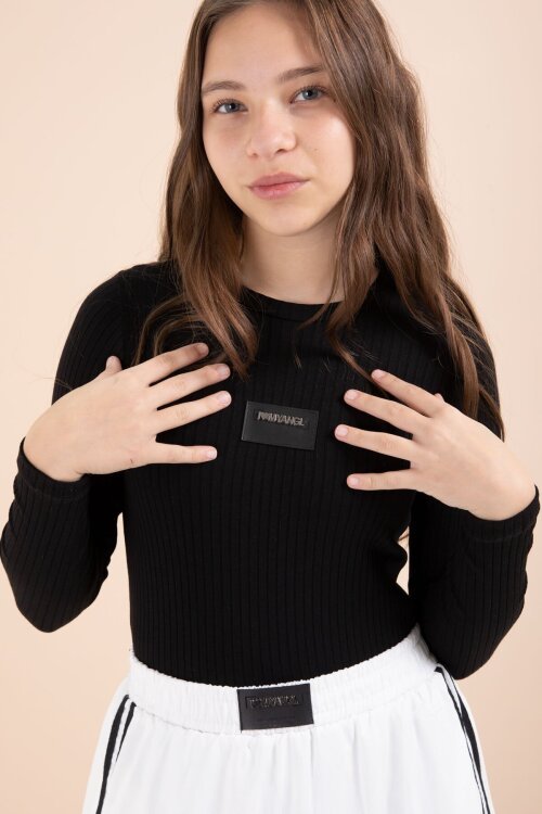 Beyaz Şeritli Balon Etekli Uzun Kol Badili 2li Kız Çocuk Takım 23464