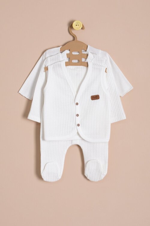 Ekru Petekli 10lu Bebek Hastane Çıkışı Seti Unisex 23329