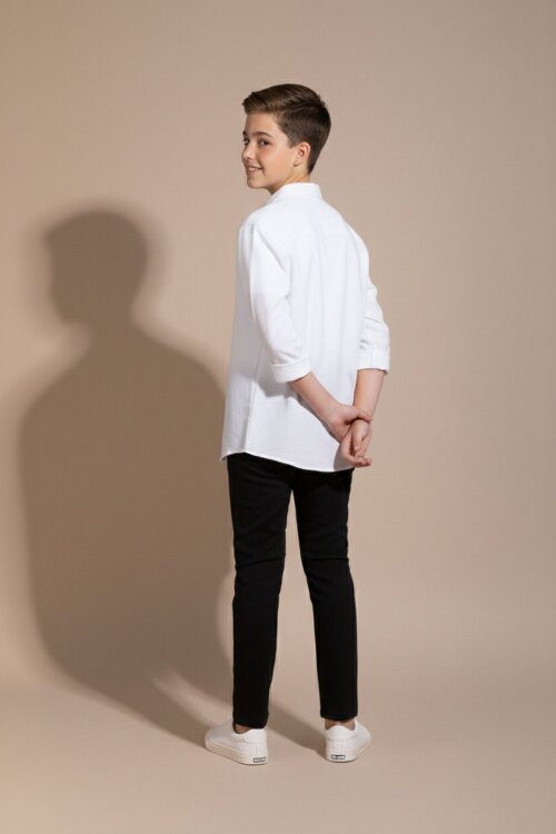 Ekru Erkek Çocuk Gömlek Pantolonlu 2li Takım 20433