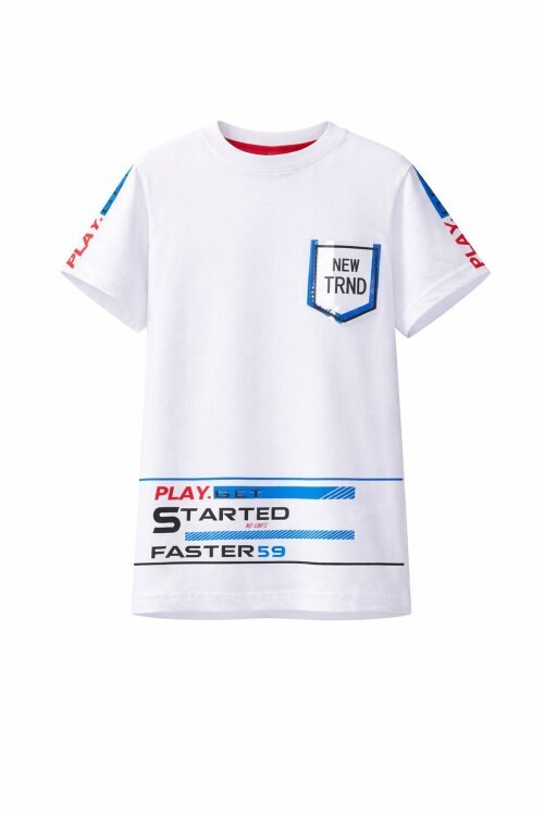Erkek Çocuk Beyaz Cep Detaylı 3-9 Yaş T-Shirt 6210-1