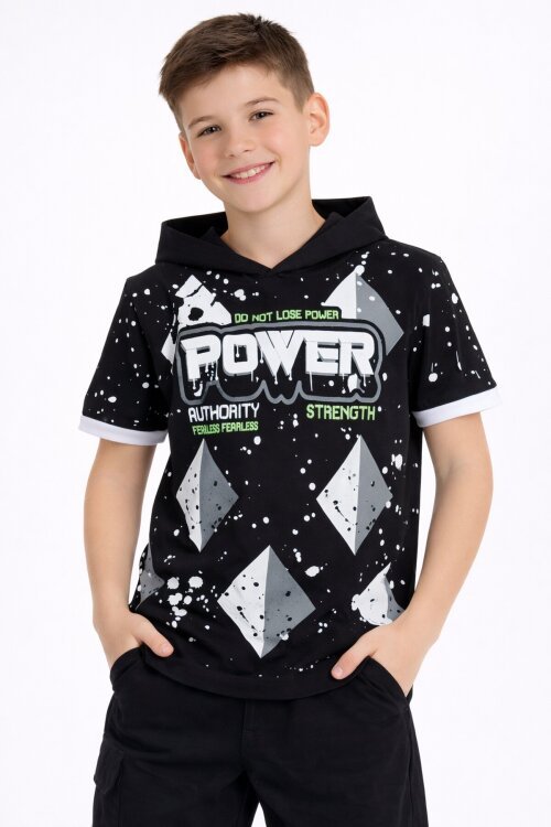 Erkek Çocuk Kapşonlu Tshirt 4-14 Yaş 14254