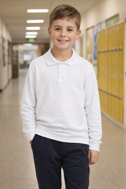 Erkek Çocuk Polo Yaka Uzun Kollu 2li Okul Tişörtü 22714