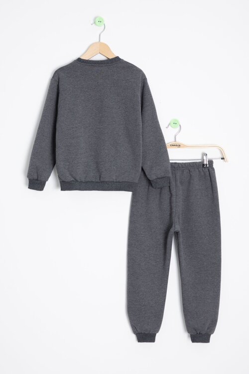 Füme Ayıcık Nakışlı Şardonlu Erkek Çocuk Takım 23338