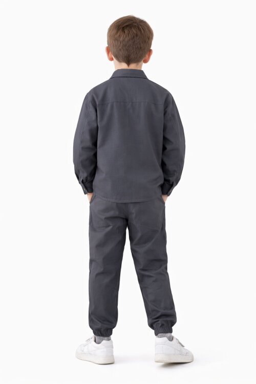 Füme Erkek Çocuk Gögüs Cepli 3lü Takım 20350