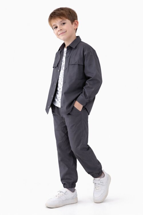 Füme Erkek Çocuk Gögüs Cepli 3lü Takım 20350