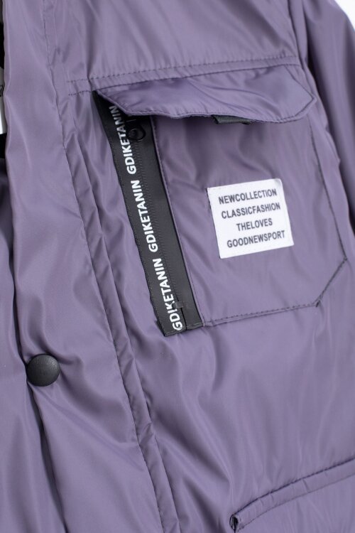 Füme Yazı Detaylı Göğüs Cepli İçi Kürklü Erkek Çocuk Kapüşonlu Mont 21536