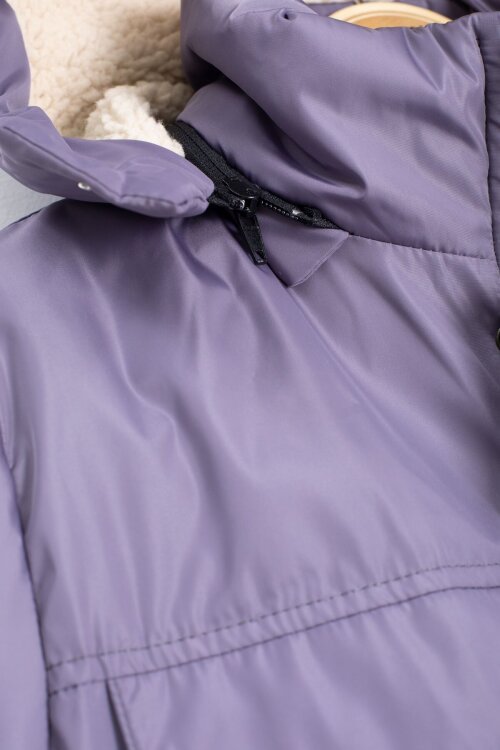 Füme Yazı Detaylı Göğüs Cepli İçi Kürklü Erkek Çocuk Kapüşonlu Mont 21536