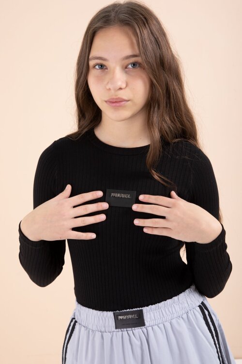 Gri Şeritli Balon Etekli Uzun Kol Badili 2li Kız Çocuk Takım 23465